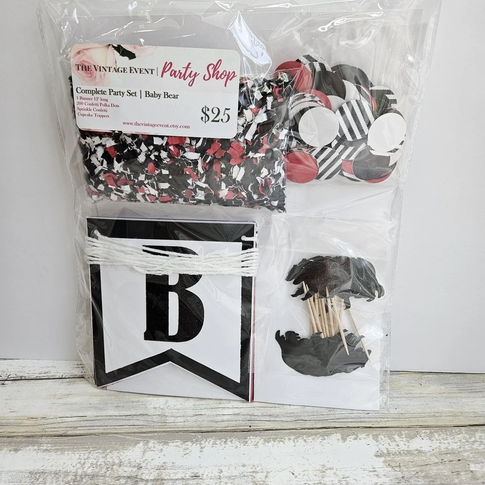 Baby Bear Black and Red Party Set